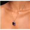 Image 2 : 14KT Two Tone Gold 15.68ct Amethyst and Diamond Pendant With Chain
