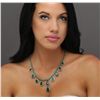 Image 1 : 14KT White Gold 44.76ctw Emerald and Diamond Necklace