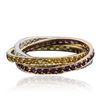 Image 3 : 14KT Tri Color Gold 0.72ctw Amethyst, Citrine, and Diamond Ring