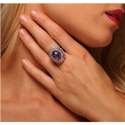 14KT Rose Gold 8.53ct Tanzanite and Diamond Ring