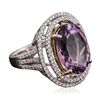 Image 2 : 14KT Two-Tone Gold 8.09ct Amethyst and Diamond Ring