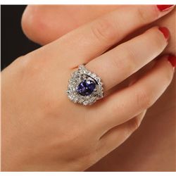 14KT White Gold 4.00ct Tanzanite and Diamond Ring