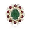 Image 3 : 14KT Yellow Gold 3.49ct Emerald, Ruby and Diamond Ring