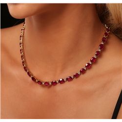 14KT Yellow Gold 58.11ctw Ruby and Diamond Necklace