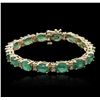 Image 3 : 14KT Yellow Gold 19.20ctw Emerald and Diamond Bracelet