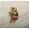 Image 2 : 18KT Yellow Gold 0.02ctw Ruby Turtle Brooch