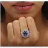 Image 2 : 14KT White Gold 4.40ct Tanzanite and Diamond Ring