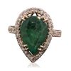 Image 1 : 14KT Rose Gold 5.87ct Emerald and Diamond Ring