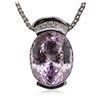 Image 2 : 14KT White Gold 80.22ct Kunzite and Diamond Pendant With Chain