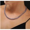 Image 1 : 14KT White Gold 34.63ctw Tanzanite and Diamond Necklace