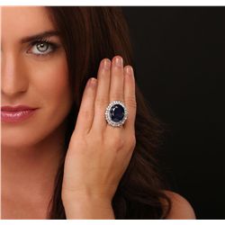 14KT White Gold 20.16ct Sapphire and Diamond Ring