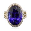 Image 3 : 14KT Yellow Gold 16.75ct GIA Certified Tanzanite and Diamond Ring