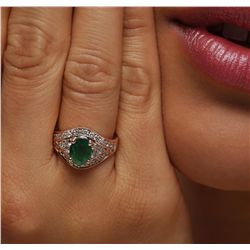 14KT Rose Gold 1.47ct Emerald and Diamond Ring