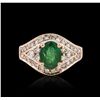 Image 3 : 14KT Rose Gold 1.47ct Emerald and Diamond Ring