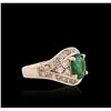 Image 4 : 14KT Rose Gold 1.47ct Emerald and Diamond Ring