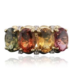 10KT Yellow Gold 4.97ctw Multi Color Tourmaline and Diamond Ring