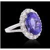 Image 4 : 14KT White Gold 9.78ct Tanzanite and Diamond Ring