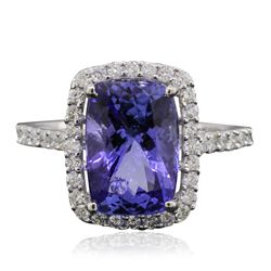 14KT White Gold 3.83ct Tanzanite and Diamond Ring