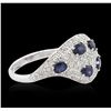 Image 4 : 14KT White Gold 1.05ctw Sapphire and Diamond Ring