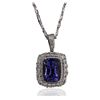 Image 1 : 18KT White Gold 3.59ct Tanzanite and Diamond Pendant With Chain