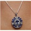 Image 2 : 14KT White Gold 9.54ctw Tanzanite and Diamond Pendant With Chain