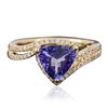 Image 1 : 14KT Yellow Gold 1.03ct Tanzanite and Diamond Ring