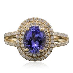 14KT Yellow Gold 1.54ct Tanzanite and Diamond Ring