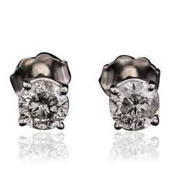 14KT White Gold 1.21ctw Diamond Solitaire Earrings