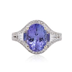 14KT White Gold 4.01ct Tanzanite and Diamond Ring