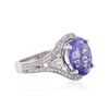 Image 2 : 14KT White Gold 4.01ct Tanzanite and Diamond Ring