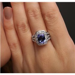 14KT White Gold 2.38ct Tanzanite and Diamond Ring