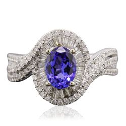 14KT White Gold 1.03ct Tanzanite and Diamond Ring