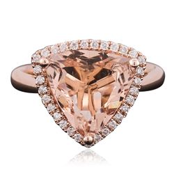 14KT Rose Gold 4.72ct Morganite and Diamond Ring