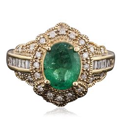 14KT Yellow Gold 1.19ct Emerald and Diamond Ring