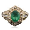 Image 1 : 14KT Yellow Gold 1.19ct Emerald and Diamond Ring