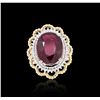 Image 3 : 14KT Two-Tone Gold 13.13ct Ruby and Diamond Ring