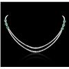 Image 3 : 18KT White Gold 9.22ctw Emerald and Diamond Necklace