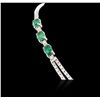 Image 7 : 18KT White Gold 9.22ctw Emerald and Diamond Necklace