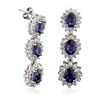 Image 4 : 14KT White Gold 3.78ctw Sapphire and Diamond Earrings