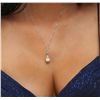 Image 2 : 14KT White Gold Pearl and Diamond Pendant With Chain