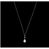 Image 3 : 14KT White Gold Pearl and Diamond Pendant With Chain