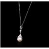 Image 7 : 14KT White Gold Pearl and Diamond Pendant With Chain