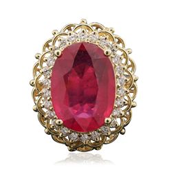 14KT Yellow Gold 29.35ct Ruby and Diamond Ring