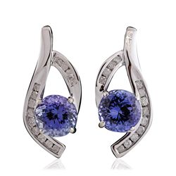 14KT White Gold 6.30ctw Tanzanite and Diamond Earrings