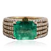 Image 1 : 14KT Yellow Gold 4.71ct Emerald and Diamond Ring