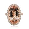 Image 3 : 14KT Rose Gold 8.82ct Morganite and Diamond Ring