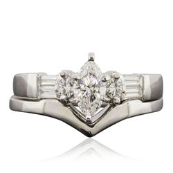 Platinum 0.97ctw Diamond Ring Wedding Set