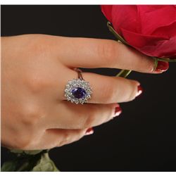 14KT White Gold 2.03ct Tanzanite and Diamond Ring