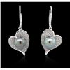 Image 3 : 18KT White Gold Pearl and Diamond Earrings