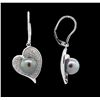 Image 4 : 18KT White Gold Pearl and Diamond Earrings